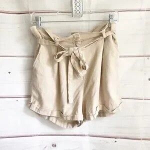Forever 21 Beige High Waist Tie Shorts